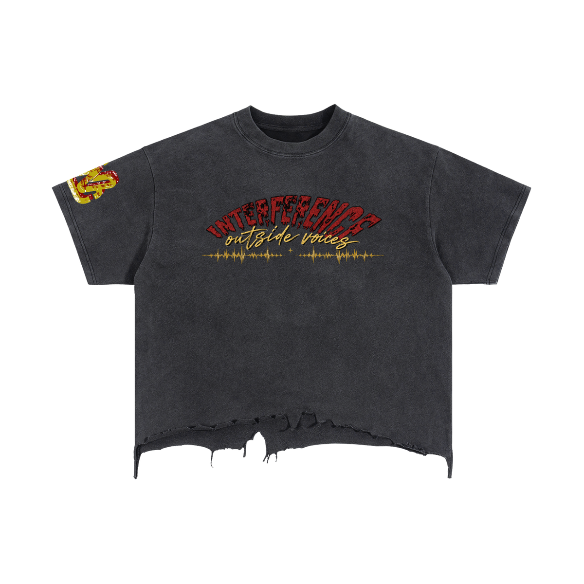 vintage Interference Distressed Tee — Washed Grey