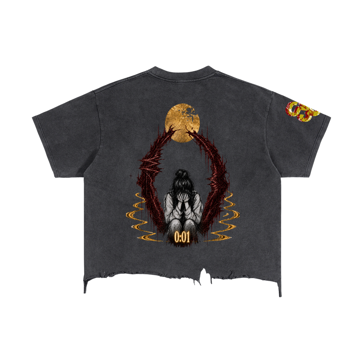 vintage Interference Distressed Tee — Washed Grey