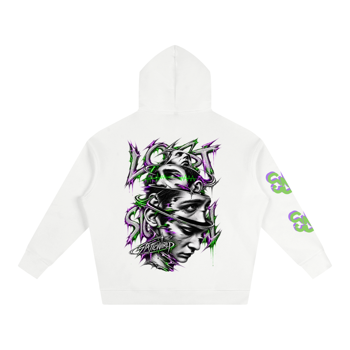 LOST SIGNAL DISTRESSED HOODIE - white/cream
