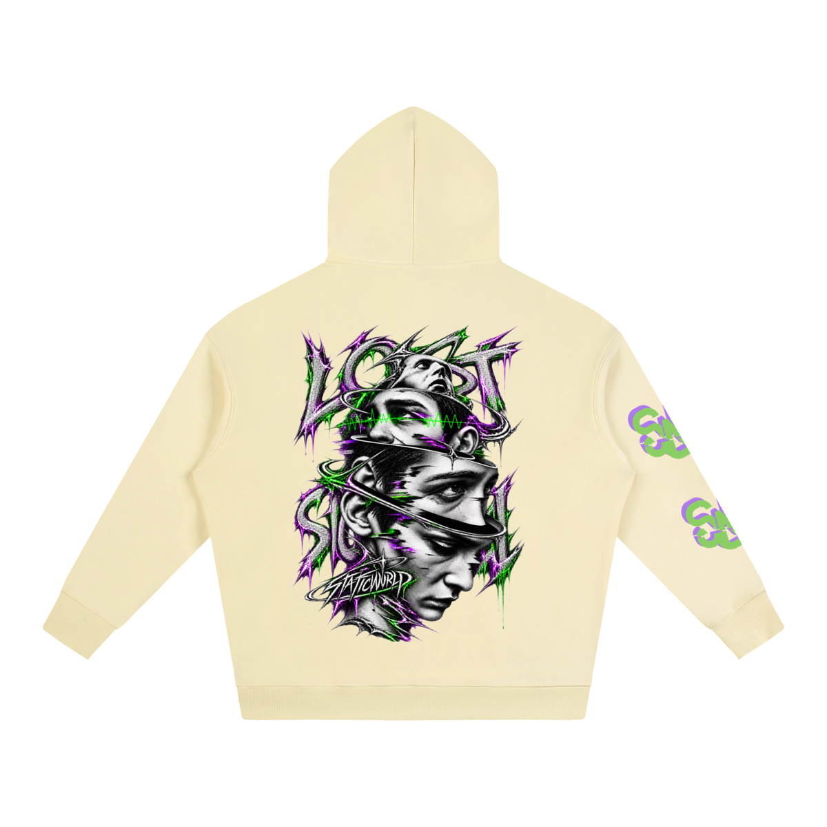 LOST SIGNAL DISTRESSED HOODIE - white/cream