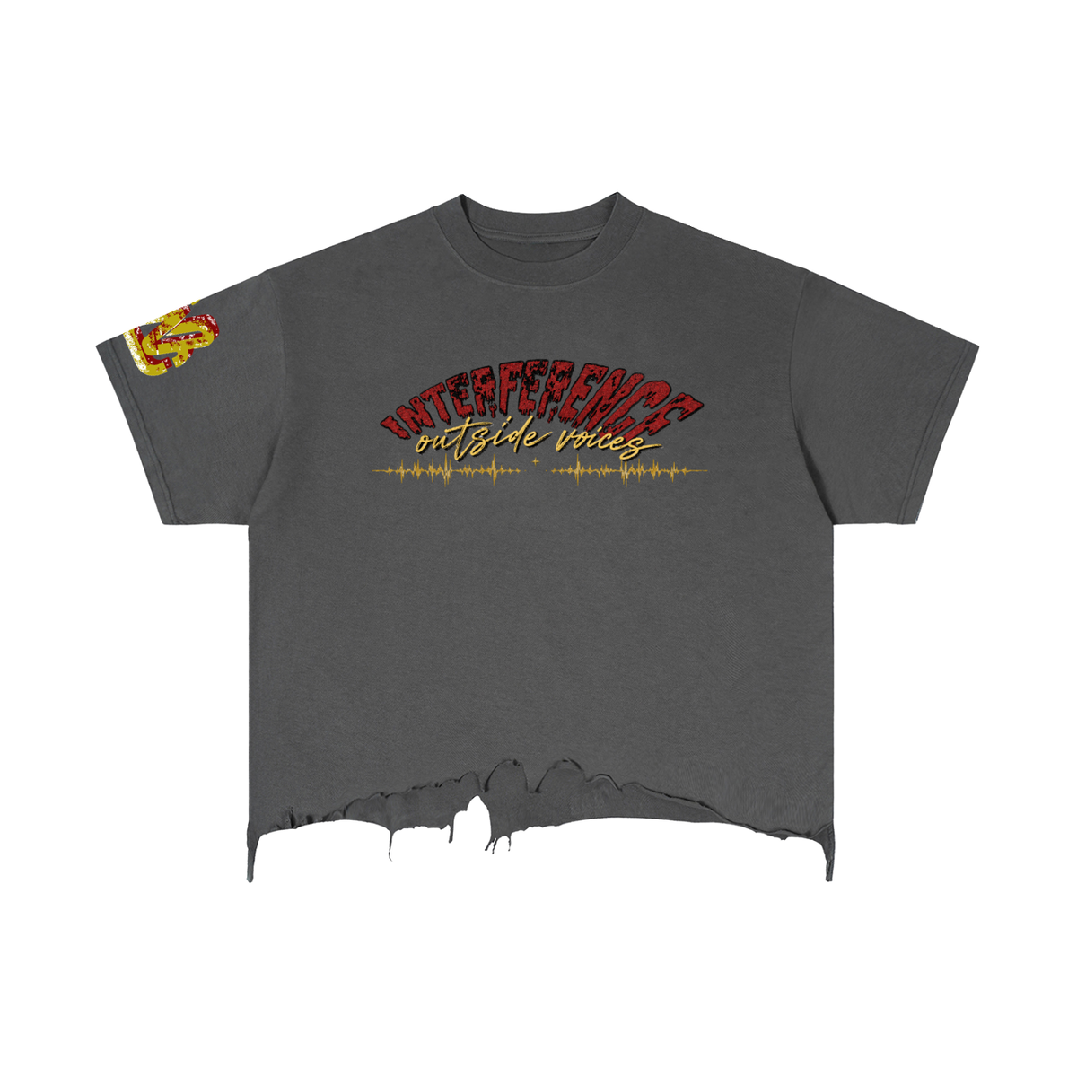 vintage Interference Distressed Tee — Washed Grey